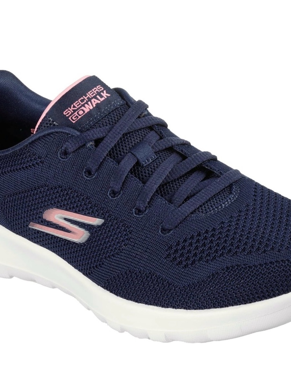Skechers Navy & Pink Women's GOwalk Knit Lace-Up Walking Sneakers